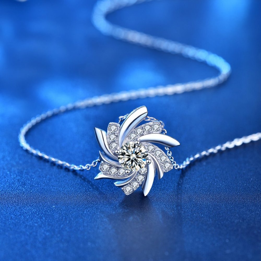 Certified 1/2 ct. t.w. Diamond Moissanite Windmill Necklace NEW B - Picture 6 of 10